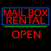 Block Mail Bo  Rental Blue Border With Open 3 Enseigne Néon