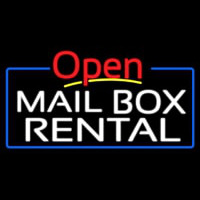 Block Mail Bo  Rental Blue Border With Open 4 Enseigne Néon