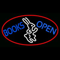 Blue Books With Rabbit Logo Open With Red Oval Enseigne Néon