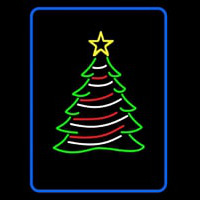 Blue Border Decorative Christmas Tree Enseigne Néon