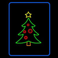 Blue Border Green Christmas Tree Enseigne Néon