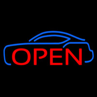 Blue Car Open Enseigne Néon