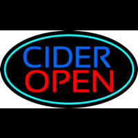 Blue Cider Open With Turquoise Oval Enseigne Néon