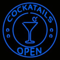Blue Cocktails Open Enseigne Néon