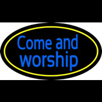 Blue Come And Worship Enseigne Néon