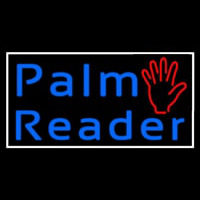 Blue Cursive Palm Reader White Border Enseigne Néon