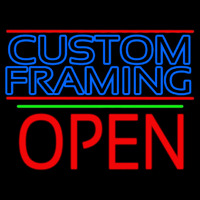 Blue Custom Framing With Lines With Open 1 Enseigne Néon