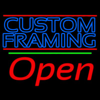 Blue Custom Framing With Lines With Open 2 Enseigne Néon