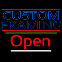 Blue Custom Framing With Lines With Open 3 Enseigne Néon