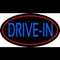 Blue Drive In With Red Border Enseigne Néon