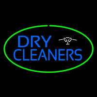 Blue Dry Cleaners Logo Oval Green Enseigne Néon
