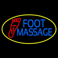 Blue Foot Massage With Yellow Oval Enseigne Néon