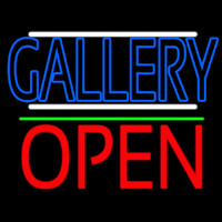 Blue Gallery With White Line With Open 1 Enseigne Néon