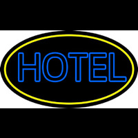 Blue Hotel With Yellow Border Enseigne Néon