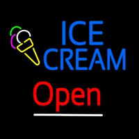 Blue Ice Cream Open With Logo Enseigne Néon