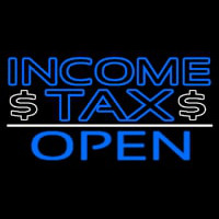 Blue Income Ta  Open With Dollar Logo Enseigne Néon