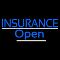 Blue Insurance Open White Line Enseigne Néon