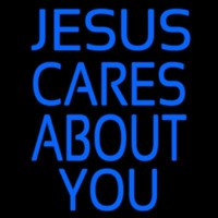 Blue Jesus Cares About You Enseigne Néon
