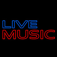 Blue Live Music Block Mic Logo Enseigne Néon