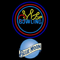 Blue Moon Bowling Yellow Blue Beer Sign Enseigne Néon
