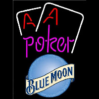 Blue Moon Purple Lettering Red Aces White Cards Beer Sign Enseigne Néon