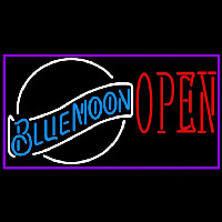 Blue Moon White Open Beer Sign Enseigne Néon