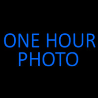 Blue One Hour Photo Block Enseigne Néon