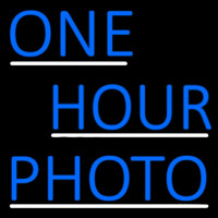 Blue One Hour Photo With Line Enseigne Néon