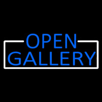 Blue Open Gallery With White Border Enseigne Néon