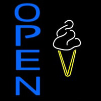 Blue Open Ice Cream Cone Enseigne Néon