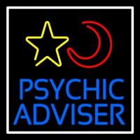 Blue Psychic Advisor With Logo White Border Enseigne Néon