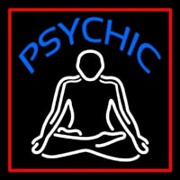 Blue Psychic Logo With Red Border Enseigne Néon
