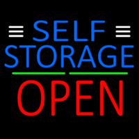 Blue Self Storage With Open 1 Enseigne Néon
