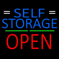 Blue Self Storage With Open 2 Enseigne Néon