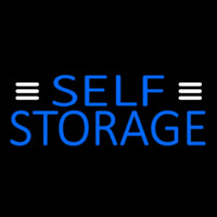 Blue Self Storage With White Line Enseigne Néon