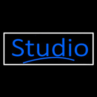 Blue Studio With White Border Enseigne Néon