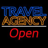 Blue Travel Orange Agency Open Enseigne Néon