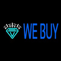 Blue We Buy Diamond Logo Enseigne Néon