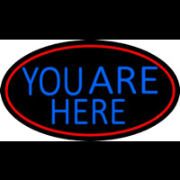 Blue You Are Here Oval With Red Border Enseigne Néon