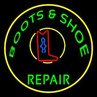 Boots And Shoes Repair With Border Enseigne Néon