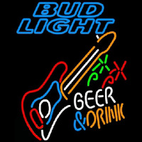 Bud Light And Drink Guitar Beer Sign Enseigne Néon