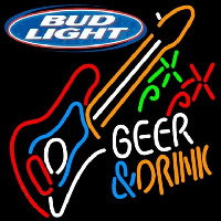 Bud Light And Drink Guitar Beer Sign Enseigne Néon