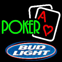 Bud Light Green Poker Beer Sign Enseigne Néon