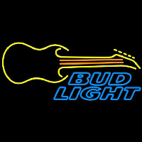 Bud Light Guitar Yellow Orange Beer Sign Enseigne Néon