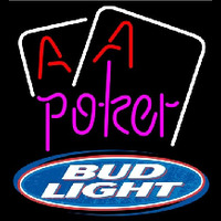 Bud Light Purple Lettering Red Aces White Cards Beer Sign Enseigne Néon