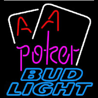 Bud Light Purple Lettering Red Aces White Cards Beer Sign Enseigne Néon