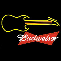 Budweiser Red Guitar Yellow Orange Beer Sign Enseigne Néon