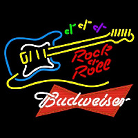 Budweiser Red Rock N Roll Yellow Guitar Beer Sign Enseigne Néon