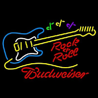 Budweiser Rock N Roll Yellow Guitar Enseigne Néon