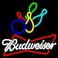 Budweiser White Colored Bowling Beer Sign Enseigne Néon